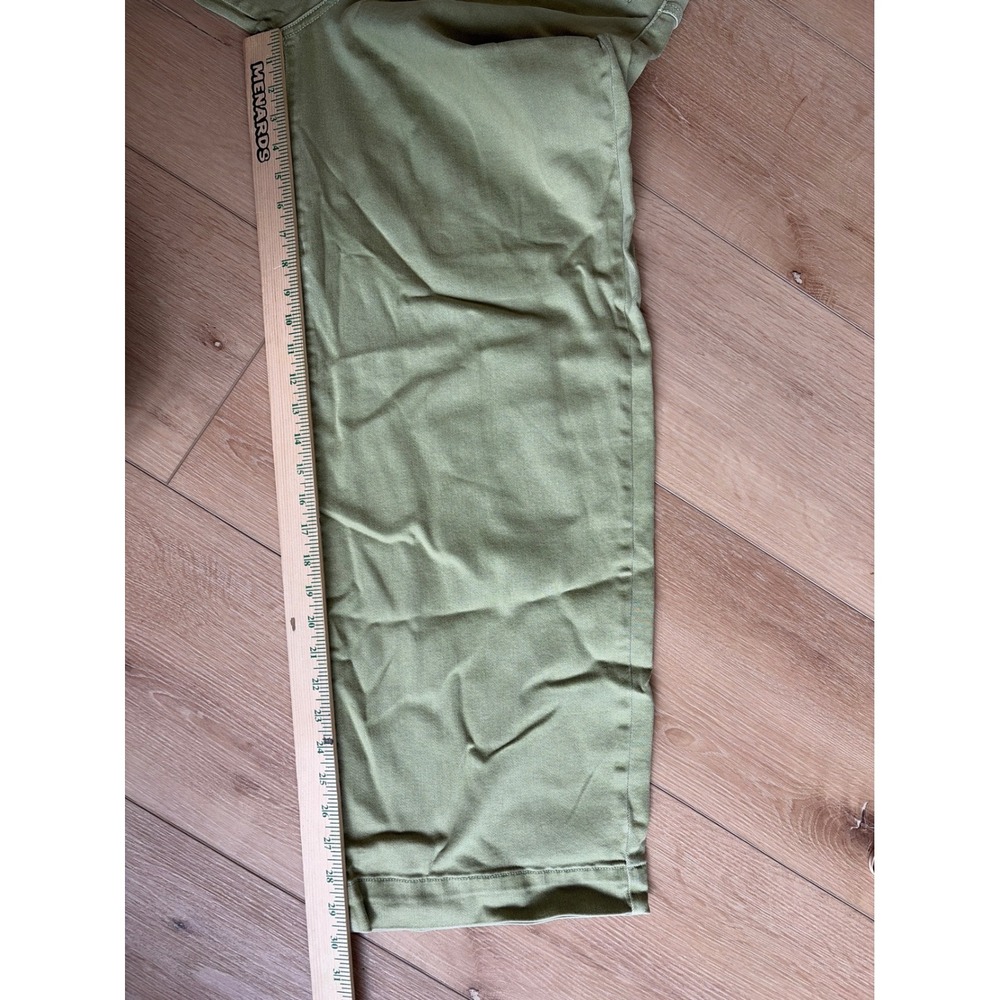 Maeve Anthropologie Olive Green Wide Leg High Rise Ettie crop Pants Size 29 - Picture 4 of 7